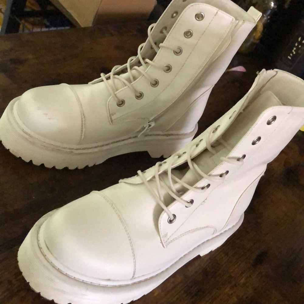 White combat boots